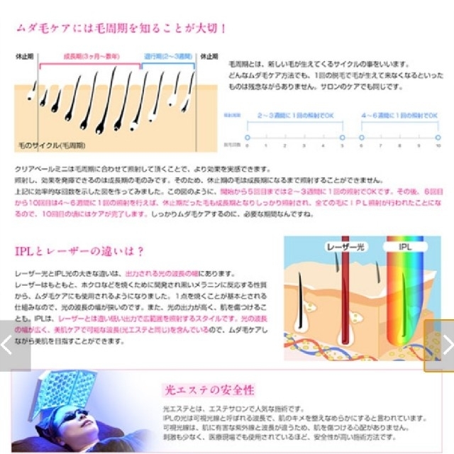 専用♪【家庭用脱毛器　美ルルクリアベールミニ】光脱毛　脱毛　美ルル スマホ/家電/カメラの美容/健康(ボディケア/エステ)の商品写真