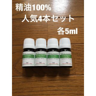 精油100% 新品 人気4本(ティートリー→ローズゼラニウム変更)(エッセンシャルオイル（精油）)