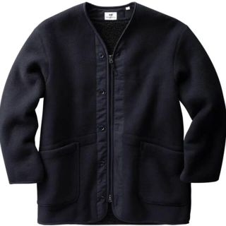 エンジニアードガーメンツ(Engineered Garments)のユニクロ エンジニアドガーメンツ フリースノーカラーコート ネイビー S(ノーカラージャケット)