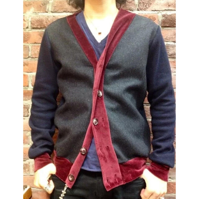 Italy製 NIKRIVA Wool×knit×velvet cardigan-eastgate.mk