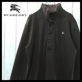 バーバリーブラックレーベル(BURBERRY BLACK LABEL)の【激レア】バーバリーブラックレーベル 黒 ハーフボタンカットソー 入手困難(Tシャツ/カットソー(七分/長袖))