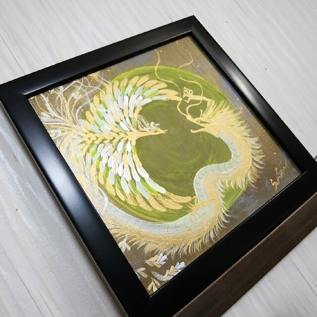 風水開運絵画*幸せ満月~龍と鳳凰~永和来福 金運 全体運 子宝出世