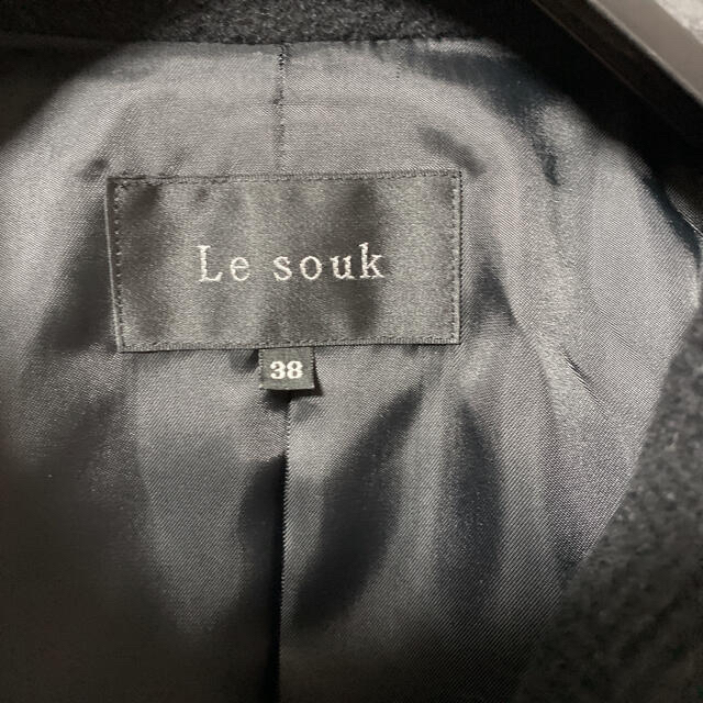 Le souk(ルスーク)の【Le souk】ロングコート ウール  秋冬 美品 ブラック色　38 レディースのジャケット/アウター(ロングコート)の商品写真