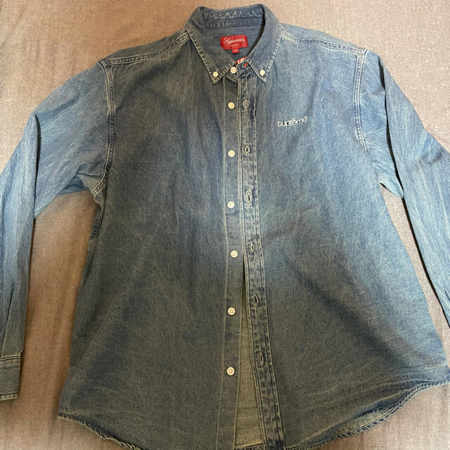 supreme logo denim shirt XL blue