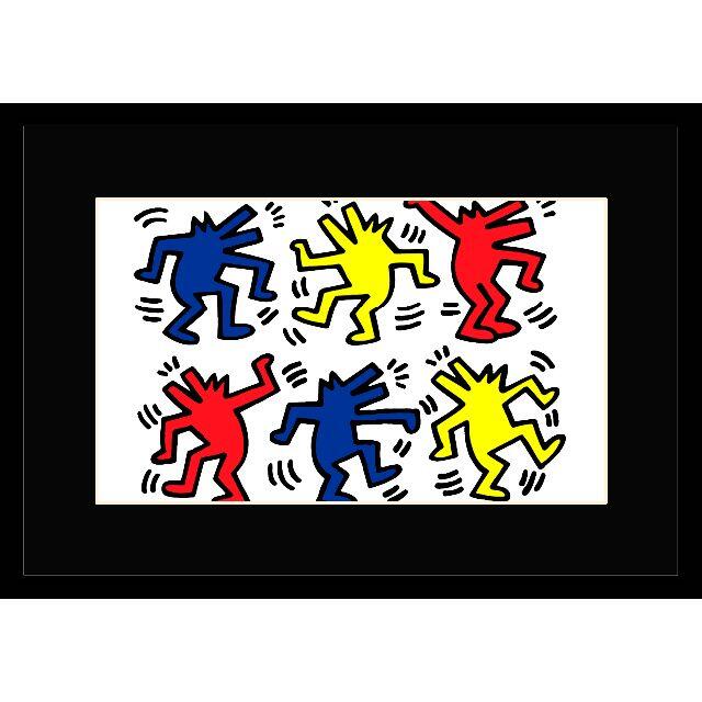 FK01BY-キース・へリング Keith Haring フレーム 黒マット模写 インテリア/住まい/日用品のインテリア小物(ウェルカムボード)の商品写真