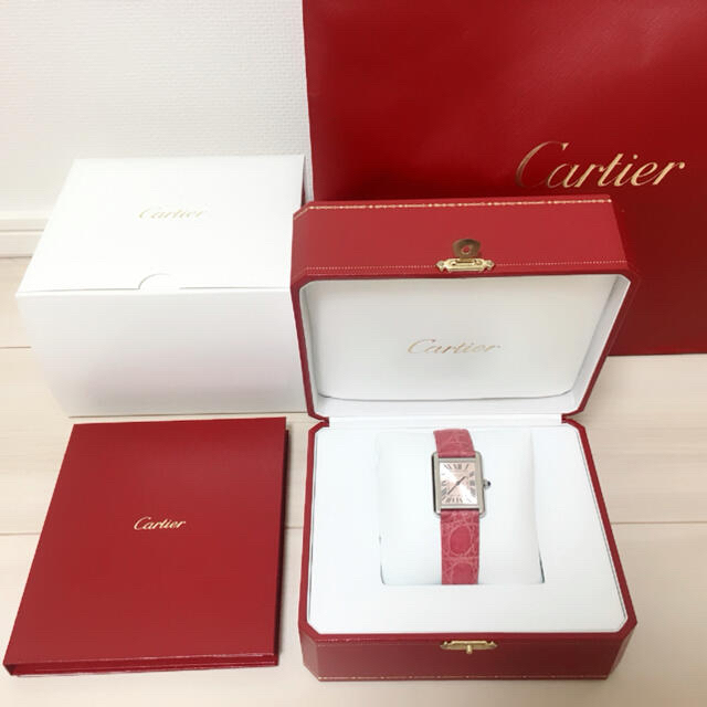 【正規品】Cartier 腕時計 ピンクステンレススチール革サイズ