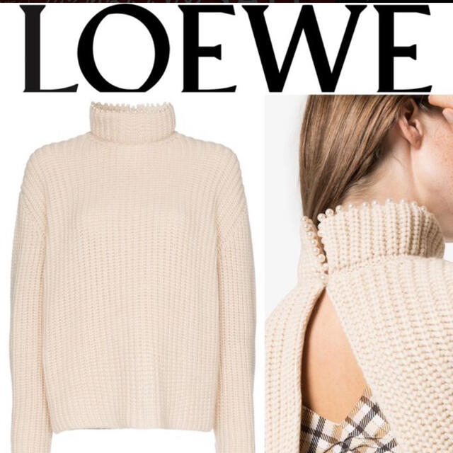 LOEWE(ロエベ)のLOEWE パール付タートルネック　バックオープンカシミヤニット レディースのトップス(ニット/セーター)の商品写真