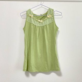 アクシーズファム(axes femme)の【美品】リボンレースタンクトップ　グリーン(タンクトップ)