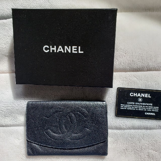 CHANEL　正規品　二つ折り　財布　パスケース　黒