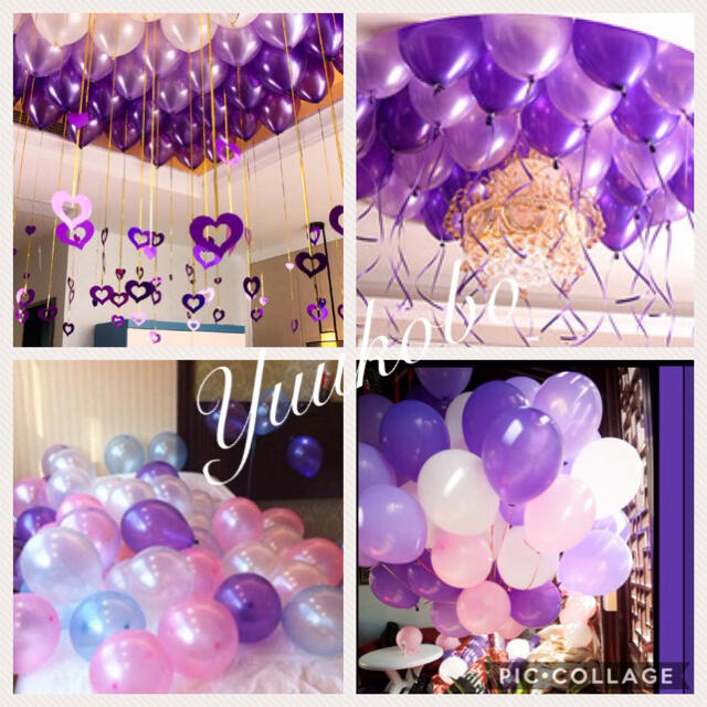 誕生日 結婚式 飾り 風船 バルーン パープル&ライトパープル&ホワイト 紫色 インテリア/住まい/日用品のインテリア小物(ウェルカムボード)の商品写真