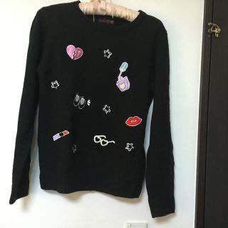 ラブトキシック(lovetoxic)のラブトキシック l サイズ　黒セーター　マネキュア刺繍(ニット)