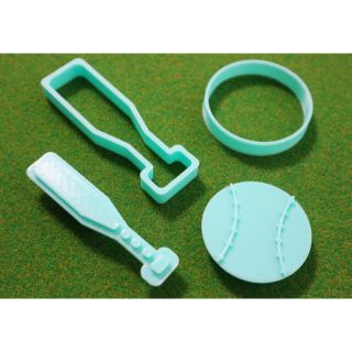 3Dプリンター持ち手付クッキー型〜野球ボール・バットset〜(調理道具/製菓道具)