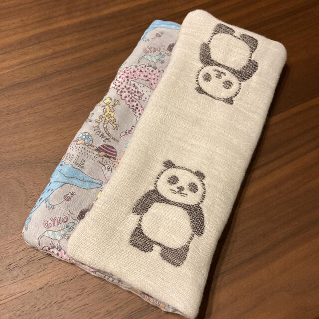 ガーゼにハ ふわふわガーゼハンカチ♡ジャングル パンダ♡ハンドメイド