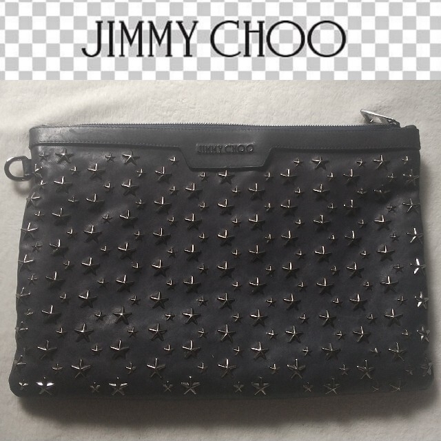 JIMMY CHOO ジミーチュウ クラッチバッグ ネイビー 高級レザーセカンドバッグ/クラッチバッグ