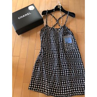 シャネル(CHANEL)のCHANEL ココマーク ドット柄 ワンピース (ひざ丈ワンピース)