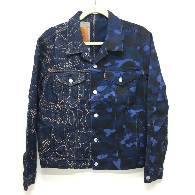 アベイシングエイプ A BATHING APE COLOR CAMO TRUCKER JACKET ベイプ×リーバイス コラボ トラッカージャケット デニムジャケット コットン ブルー 未使用