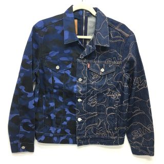 アベイシングエイプ(A BATHING APE)のアベイシングエイプ A BATHING APE COLOR CAMO TRUCKER JACKET ベイプ×リーバイス コラボ トラッカージャケット デニムジャケット コットン ブルー ブルー 未使用(Gジャン/デニムジャケット)