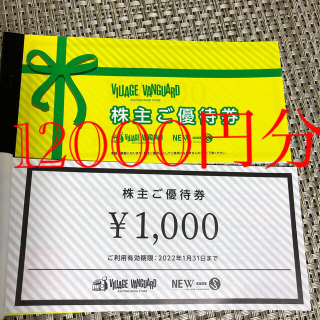 ヴィレッジヴァンガード　株主優待　12000円分