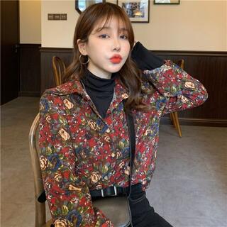 ブラウス レディース シャツ 長袖 トップス 花柄 淡色 かわいい 韓国