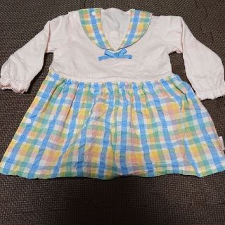 コンビミニ(Combi mini)のコンビミニ カバーオール ロンパース チェック ピンク セーラー服風(ロンパース)