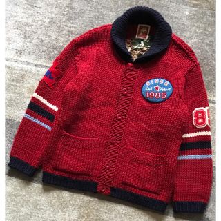 溢れる躍動感 カールヘルム アイスホッケーベア カウチン ニット ジャケット S