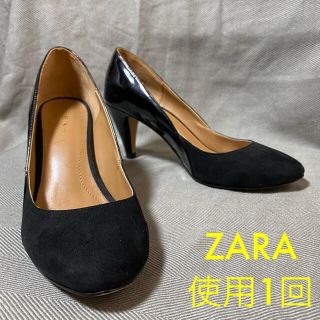 ザラ(ZARA)の【ZARA／使用一回！送料込・即購入可】2種の素材感が可愛い❤︎黒パンプス／36(ハイヒール/パンプス)