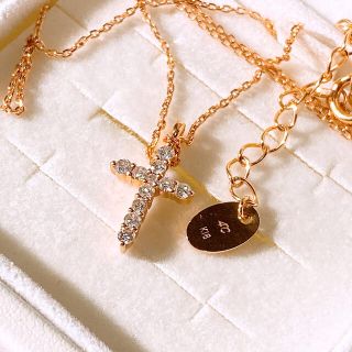 美品 4℃ クロス ダイヤモンドネックレス-