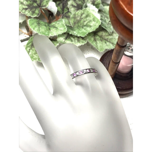 【pinkyrose様】☆ピンクサファイア＆ダイヤ K18WG リング レディースのアクセサリー(リング(指輪))の商品写真