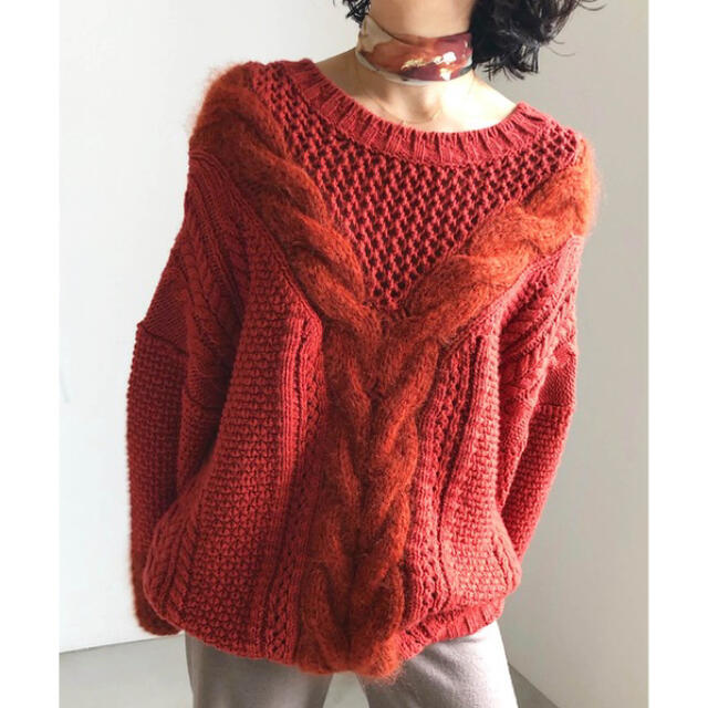 アメリ TWIN YARN CABLE KNIT ニットトップス