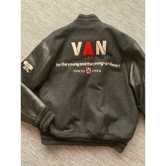 VAN JAC VANSON コラボ 袖革レザースタジャン VAN JACKET