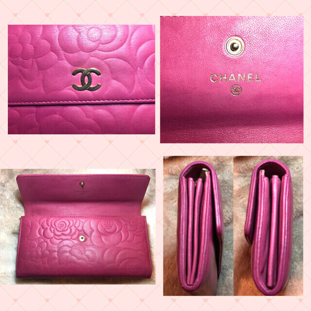 CHANEL - 【正規品☆極美品】CHANEL カメリア ピンク 長財布の CHANEL - 【正規品☆極美品】CHANEL カメリア ピンク 長財布の