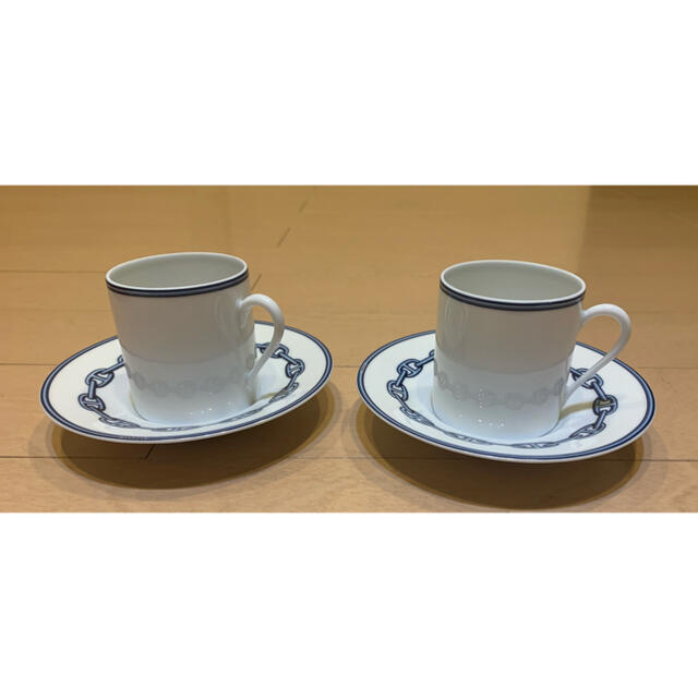 HERMESエルメス HERMES シェーヌダンクルブルー コーヒーカップ＆ソーサー　ペア