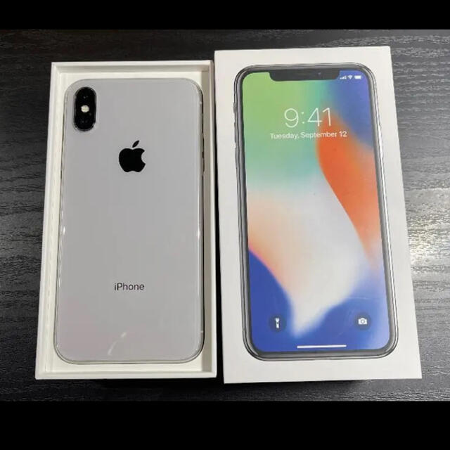 iPhone X 256GB シルバー SIMフリー★美品★スマートフォン/携帯電話