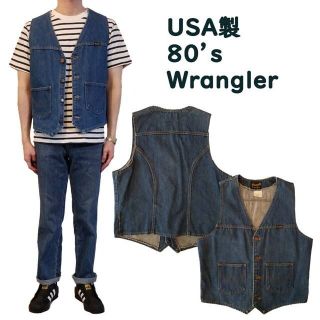 ラングラー(Wrangler)のUSA製 80s 黒タグ vintage Wrangler DENIM VEST(Gジャン/デニムジャケット)