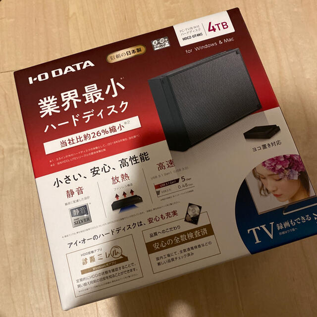 IODATA(アイオーデータ)のIODATA HDCZ-UTL4KC 外付けHDD 4TB USB3.1Gen1 スマホ/家電/カメラのPC/タブレット(PC周辺機器)の商品写真