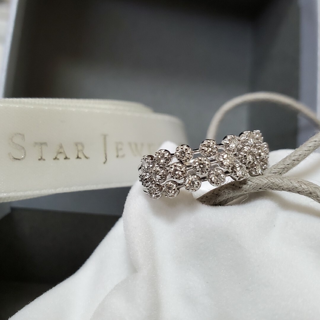 STAR JEWELRY - 抜け間がある パヴェ ダイヤモンドリング 0.44ct 12号