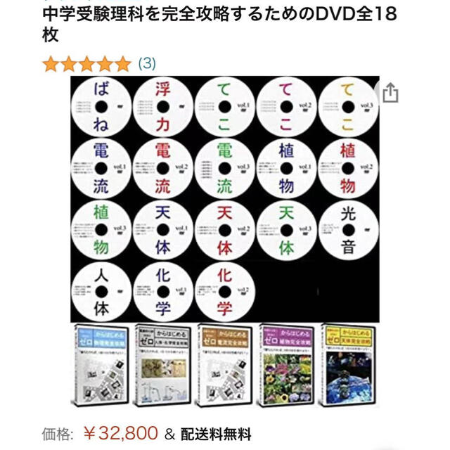 美品　中学受験理科を完全攻略するためのDVD全18枚