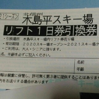 木島平スキー場　リフト１日券(スキー場)