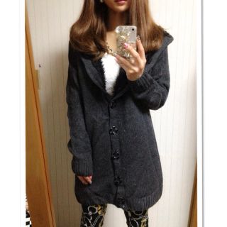 厚手ニットコートGY+レオパタイトミニ❤(毛皮/ファーコート)