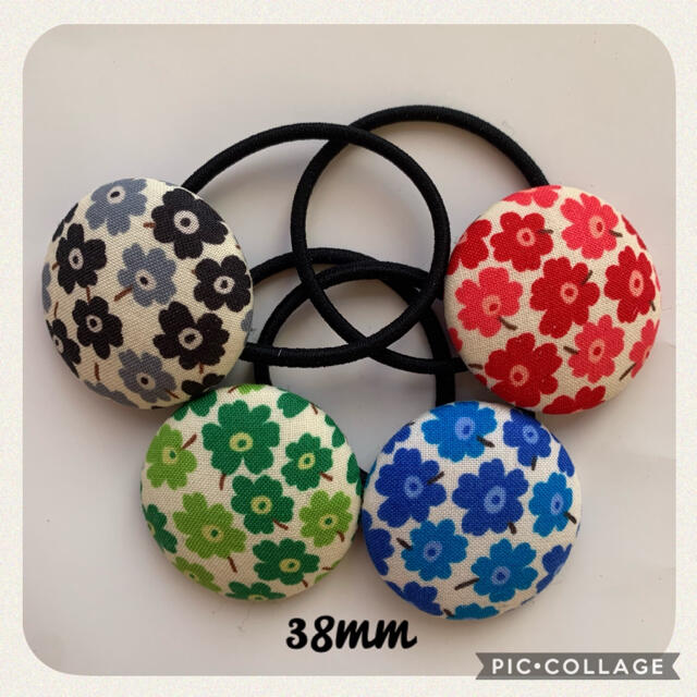 【限定価格】花柄 ヘアゴム 北欧柄 38mm×4② ハンドメイドのアクセサリー(ヘアアクセサリー)の商品写真