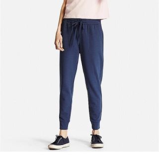 ユニクロ(UNIQLO)のUNIQLO ミラノリブカットソージョガーパンツ ネイビー S(カジュアルパンツ)