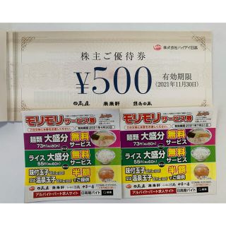 日高屋　株主優待券　1000円分(フード/ドリンク券)