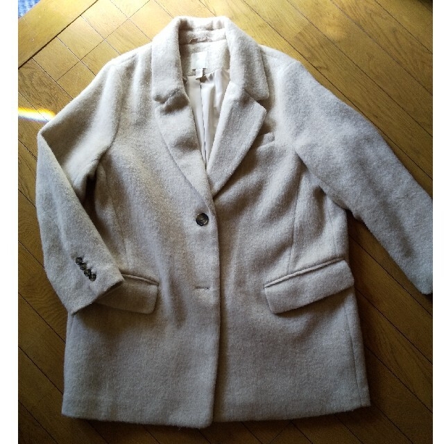 H&M(エイチアンドエム)のエイチアンドエムウールジャケットLサイズエクリュ色 レディースのジャケット/アウター(ロングコート)の商品写真
