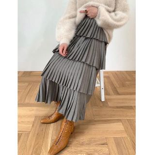 ステュディオス(STUDIOUS)のW FACE PLEATS SKIRT CLANE(ロングスカート)