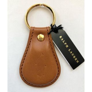 ポロラルフローレン(POLO RALPH LAUREN)の新品ポロラルフローレン キーホルダー キャメル キーリング 牛革レザー茶色未使用(キーホルダー)