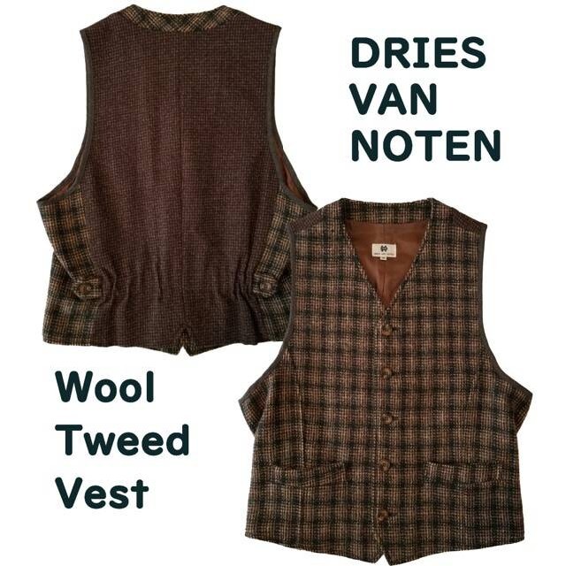 DRIES VAN NOTEN(ドリスヴァンノッテン)のDRIES VAN NOTEN wool tweed check vest メンズのトップス(ベスト)の商品写真