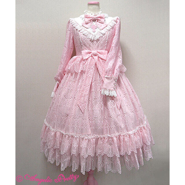 Holy Lacy Dollロングワンピース＋ボンネットセット　ピンク