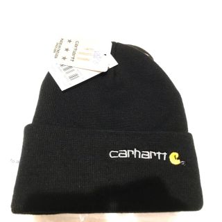  carhartt カーハート ニット帽 ブラック タグ付き　ロゴ刺繍(ニット帽/ビーニー)