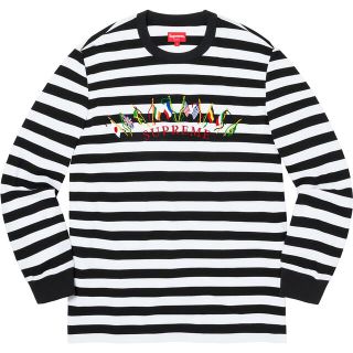 M supreme flags l/s top white stripe 新品