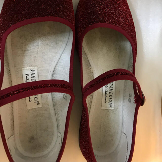 BEAMS BOY(ビームスボーイ)の専用　パンダメリカ　メリージェーン　グリッター赤 レディースの靴/シューズ(バレエシューズ)の商品写真